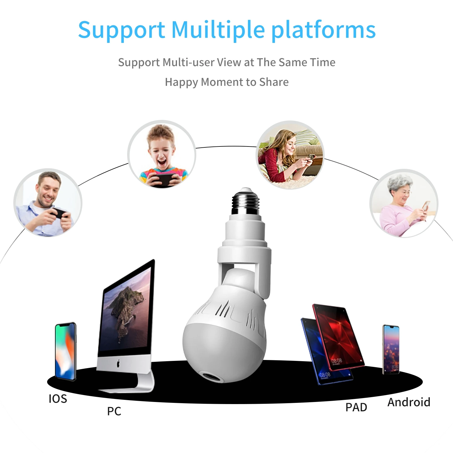 Hot Selling V380 2MP 5MP Wifi Panoramic 360 Rotating Spy Security Bulb Lighting Camera Bulb Hidden Camera
