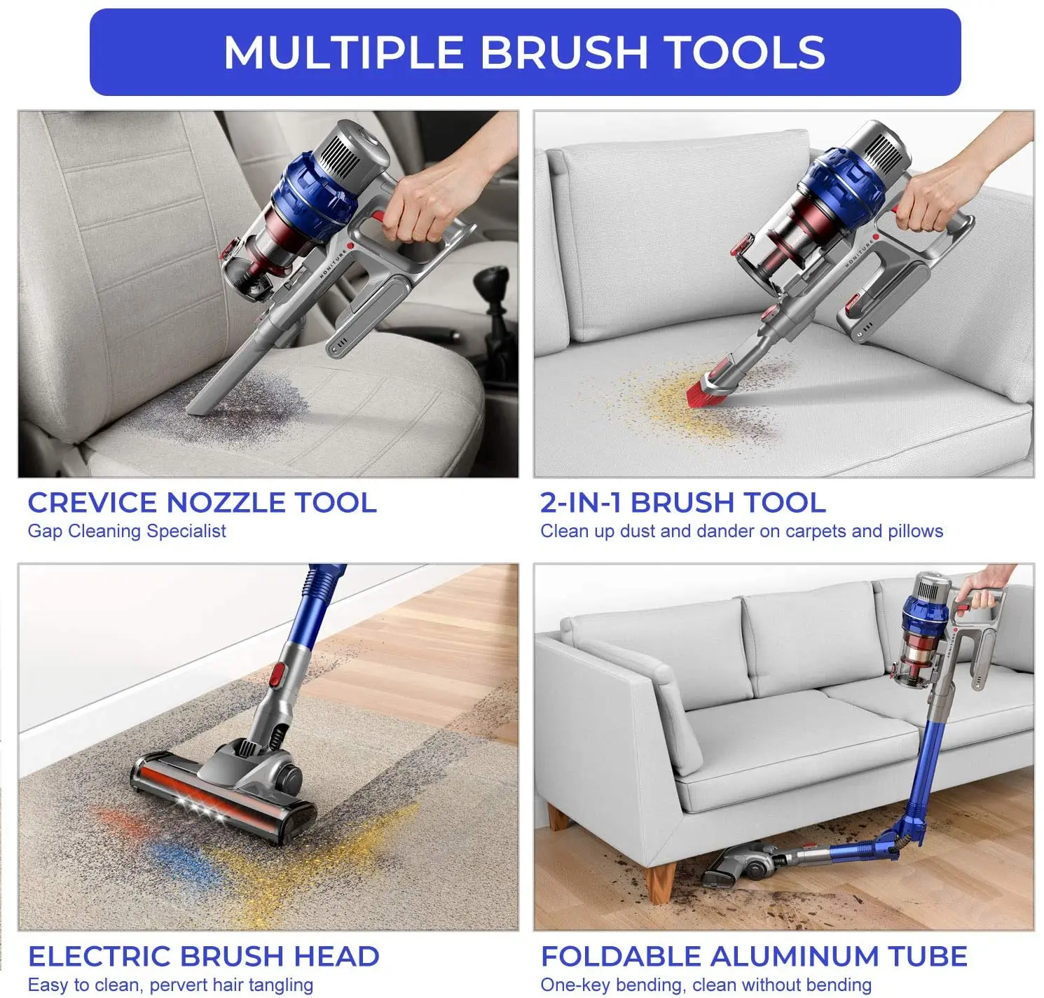 Brushless BLDC motor 23KPA folding tube remove batter stick vacuum cleaner cordless handheld wholesale