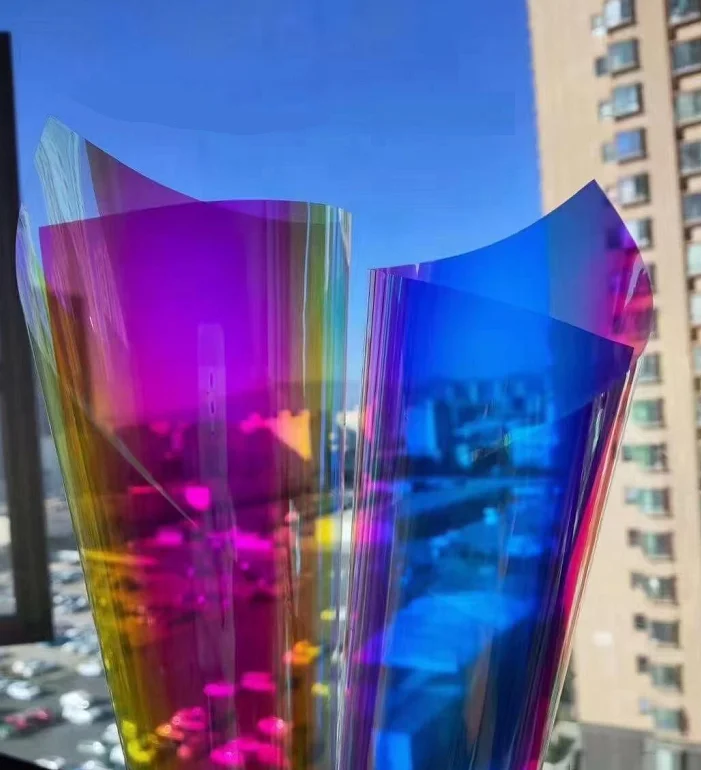 Hot Sale 2mil VLT70% Plastic Decorative Window Film Color Changing Chameleon Rainbow Film