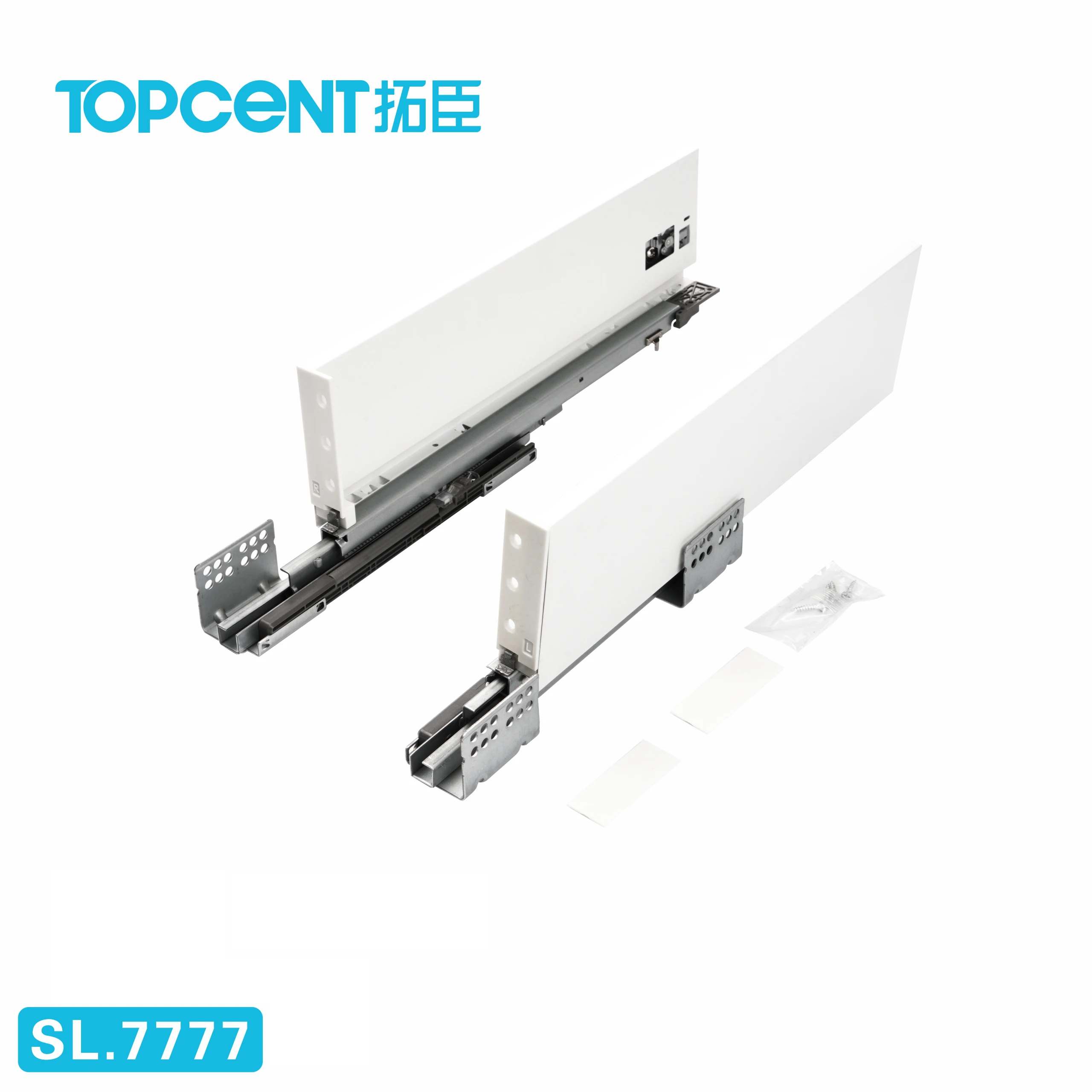 TOPCENT, Тандемная коробка, полностью удлиняющийся мягкий закрывающийся ящик, скользящий металлический ящик с бампером, скользящая роликовая дорожка