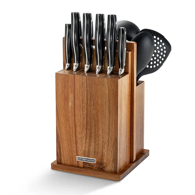 Kitchen King 11 pieces wooden block knife set chef knives kitchen set professional with cutting board