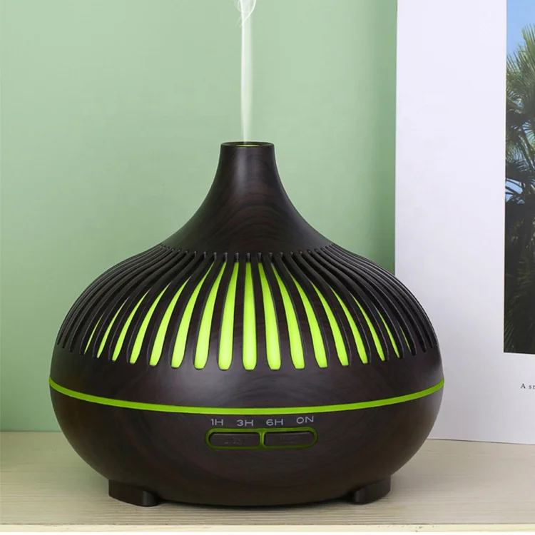 500ml aroma oil diffuser wood grain mist air humidifier with colorful change night light BT speaker remote control