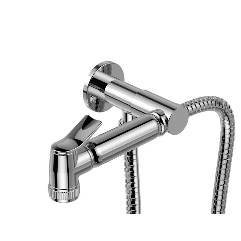 1F0128-JF23 brass portable shattaf set with valve hand spray bidet toilet attachement in bathroom