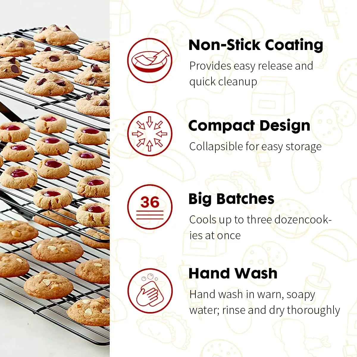 Cooling Rack Baking Food Safe Kitchen Wire Racks Bakery Cake Bread Stainless Steel Baking Sheet Tray Cooling Rack