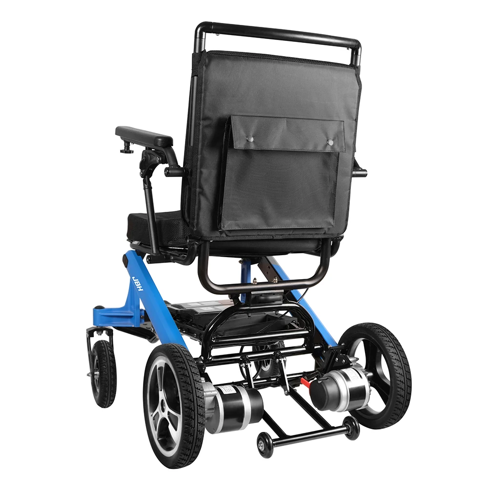 Four wheel high backrest blue power wheelchair electric bike