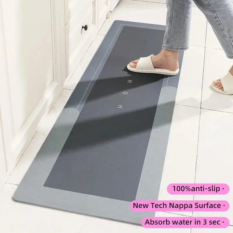 New Tech Super Absorbent Kitchen Mat Diatom Mud Pad Bathroom Pad Anti-Slip Carpet Mats Wipeable Wash Long Strip Carpet