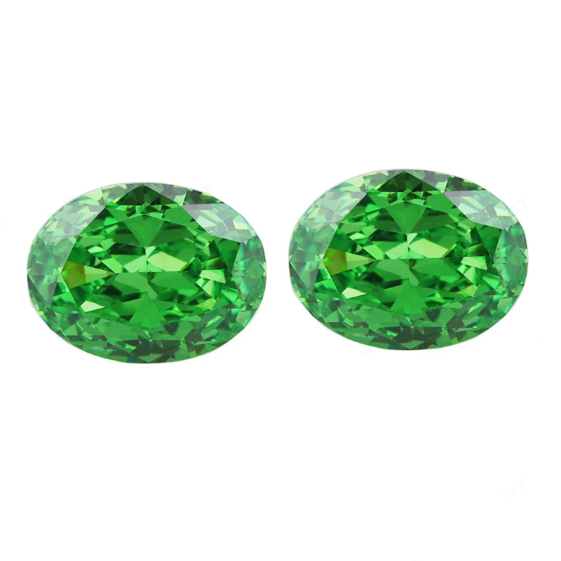 High quality artificial diamond green diamond oval emerald-stone naked stone Sarfrai green egg-shaped synthetic Cubic zirconia