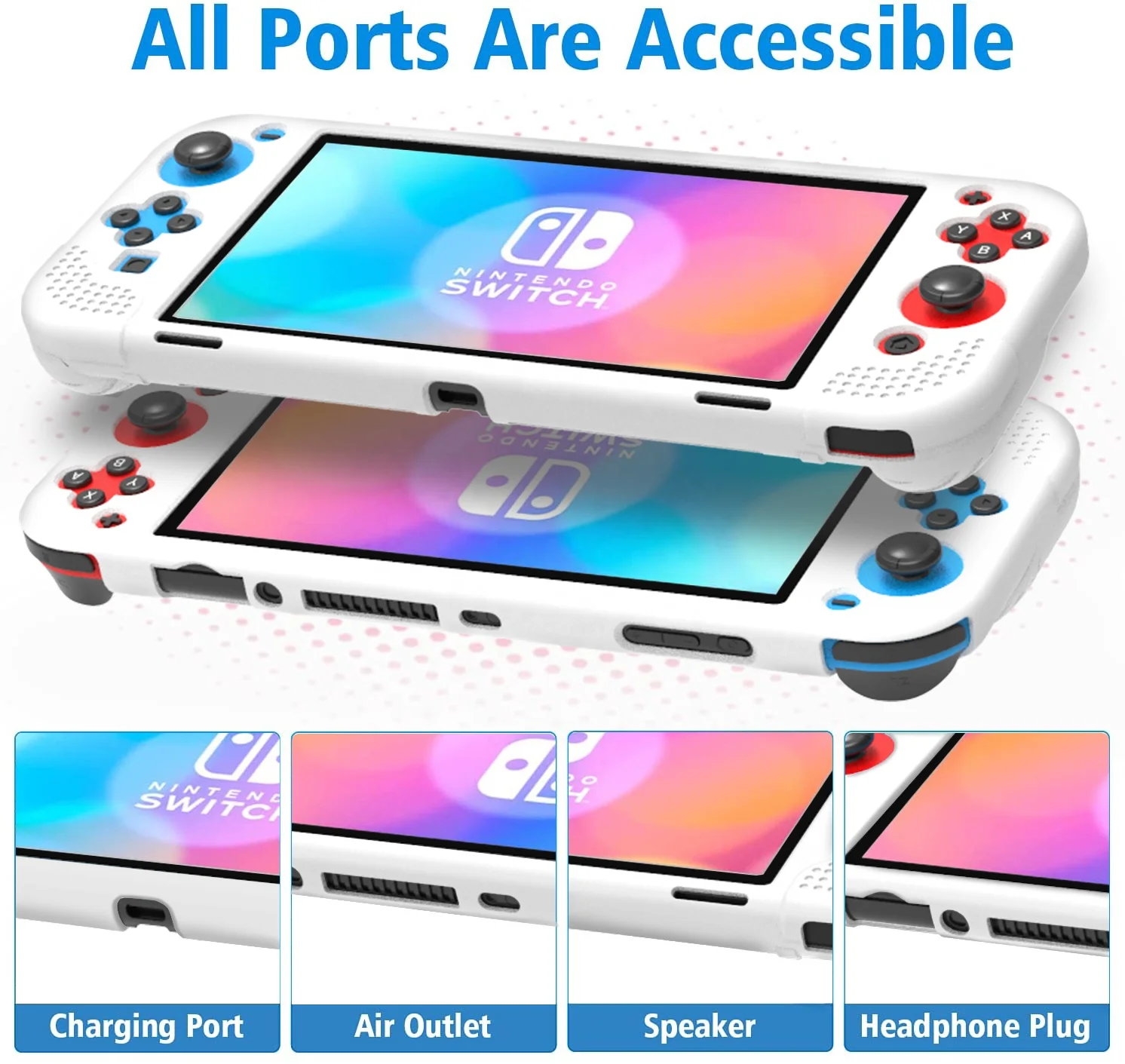 HOXC Nintendo Switch OLED Protective Silicone Case, Ergonomic Handhold Grip Silicone Cover for Nintendo Switch OLED Console