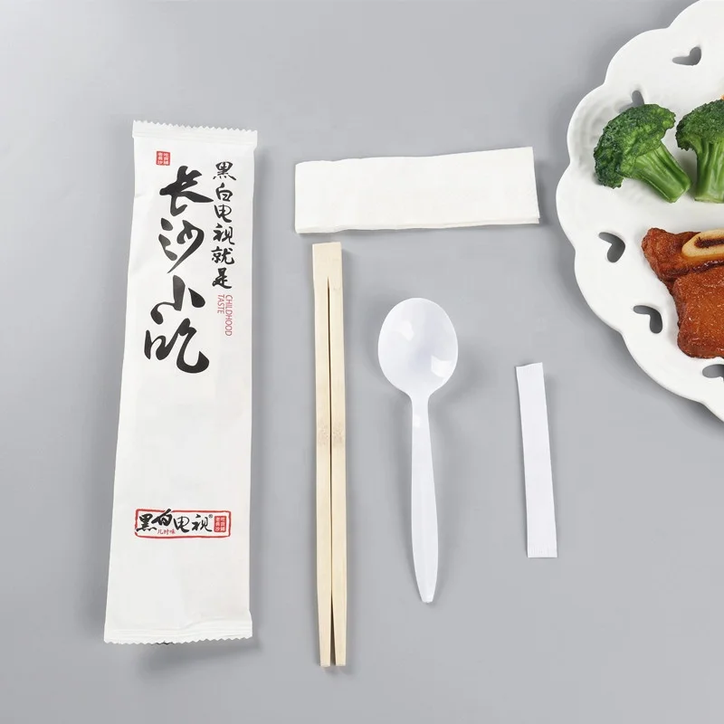Take Away Disposable Cutlery Set Chopsticks bag Spoon Toothpick With Napkin Utensils Pack