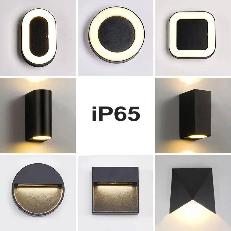 Nordic Design Black White Round Wall Lamp Aluminum Hotel Waterproof Outdoor Lights for House Porch Garage Front Door