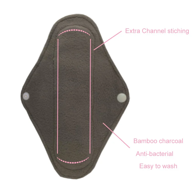 carefree Bamboo Charcoal terry Reusable Cloth Menstrual Pads Absorbency Panty Liner Sanitary pads