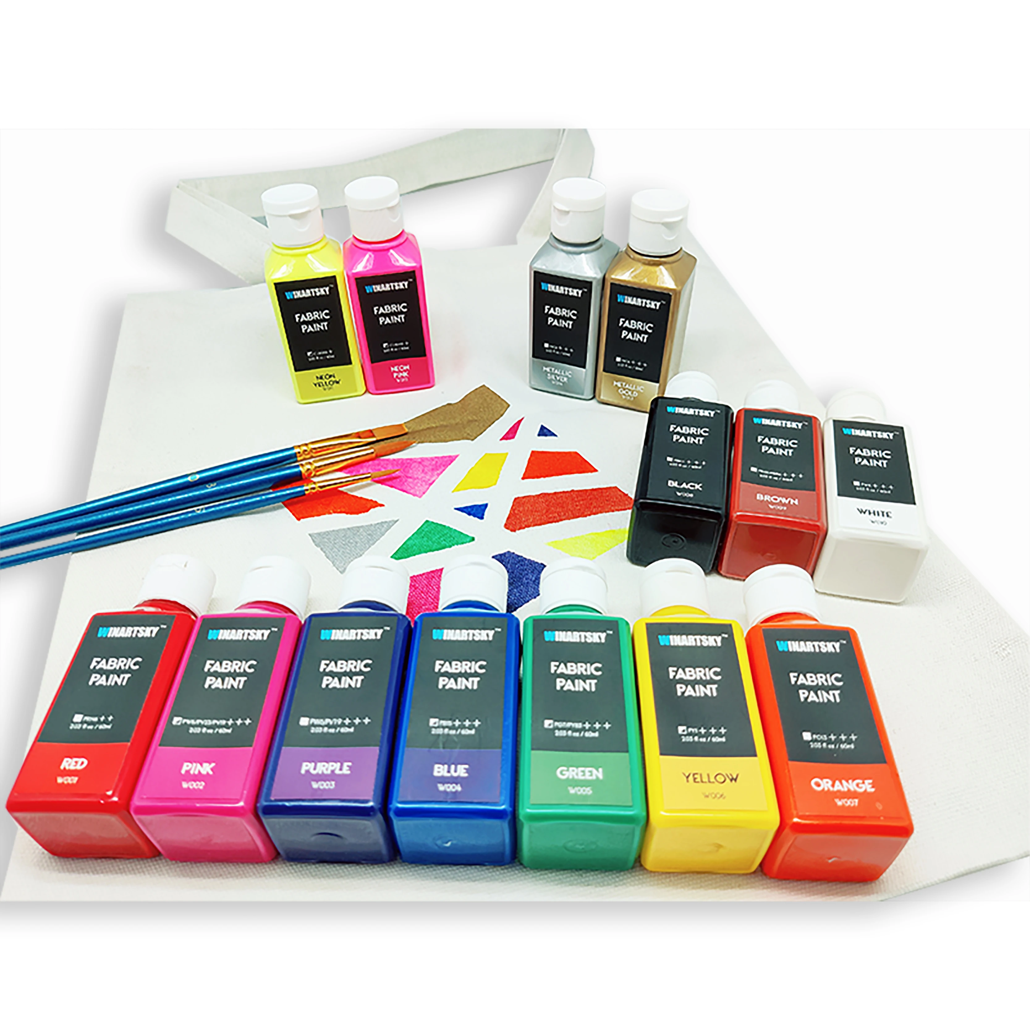 Paint kids school projects paintings art permanent soft fabric paint set textile paints with 3 brushes