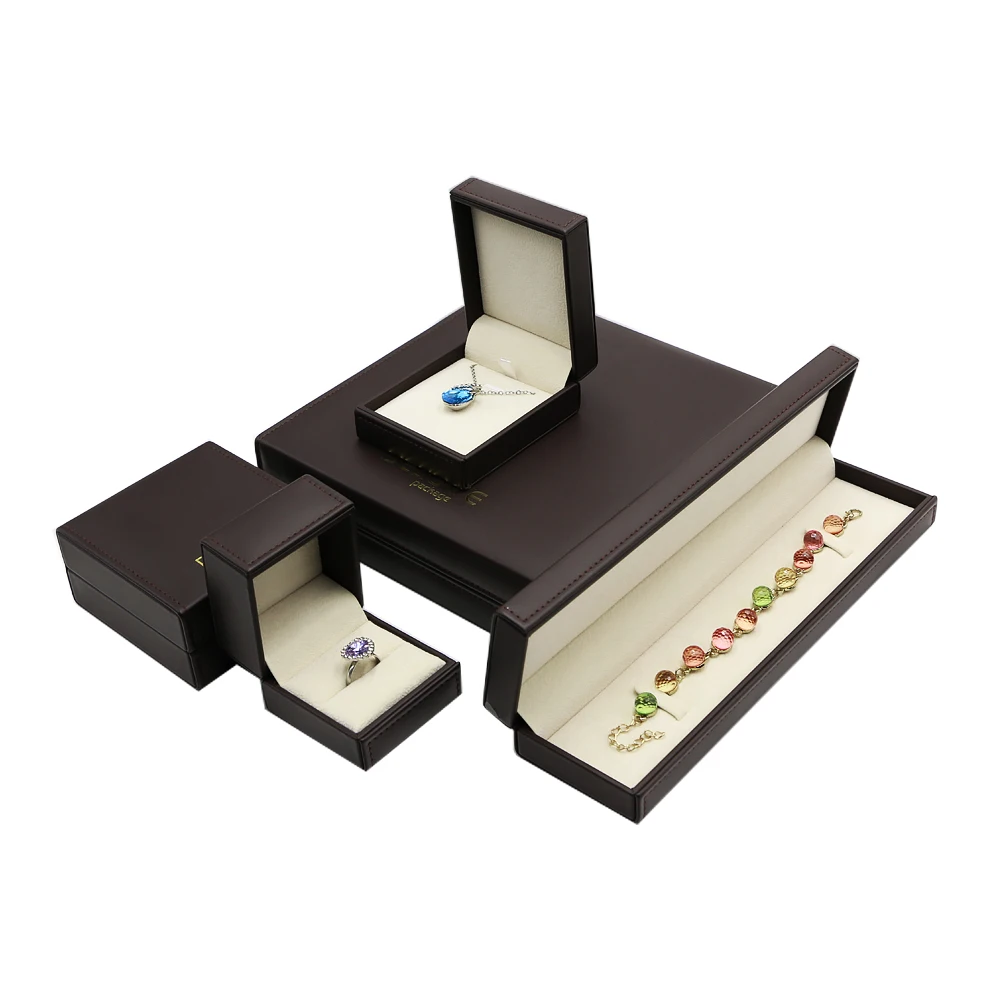 Good Price Factory Wholesale High Quality Custom Logo Jewelry Gift Packaging Box Set Necklace Pu leather Ring Set Jewelry Boxes