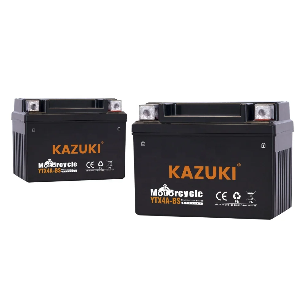 KAZUKI Wholesales Long Cycle Life Motorcycle accessories baterai sepeda motor12V4AH YTX4A Gel Motorcycle battery