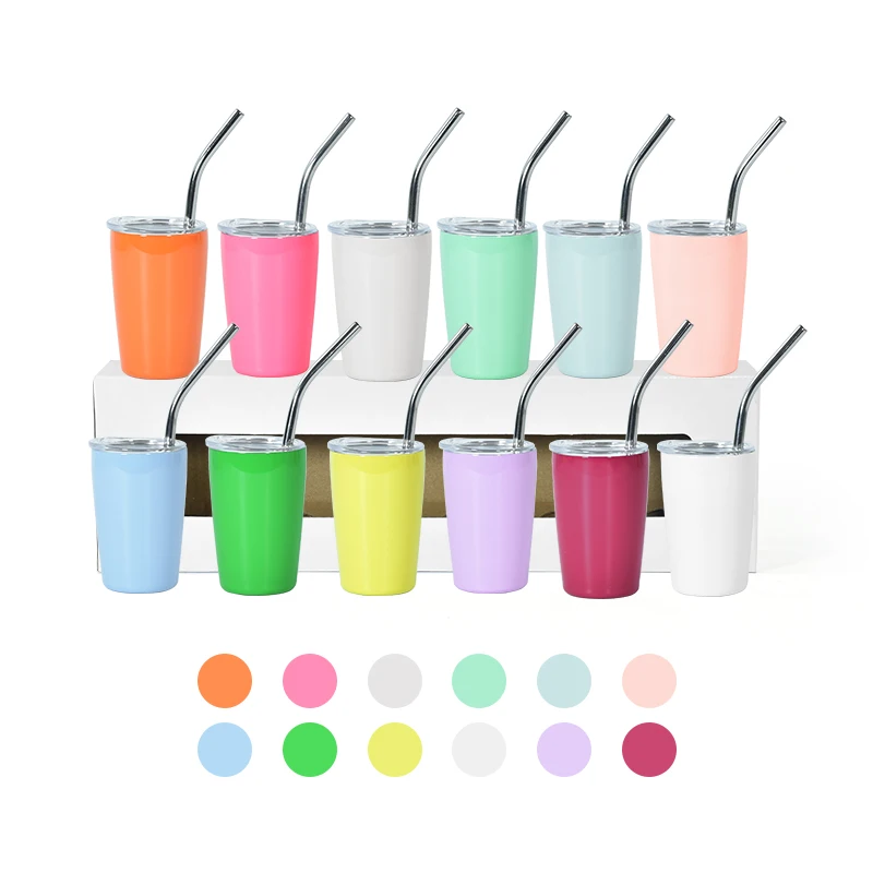 New design logo custom 3oz reusable insulated stainless steel double wall mini shot glass 3oz mini tumbler with metal straw