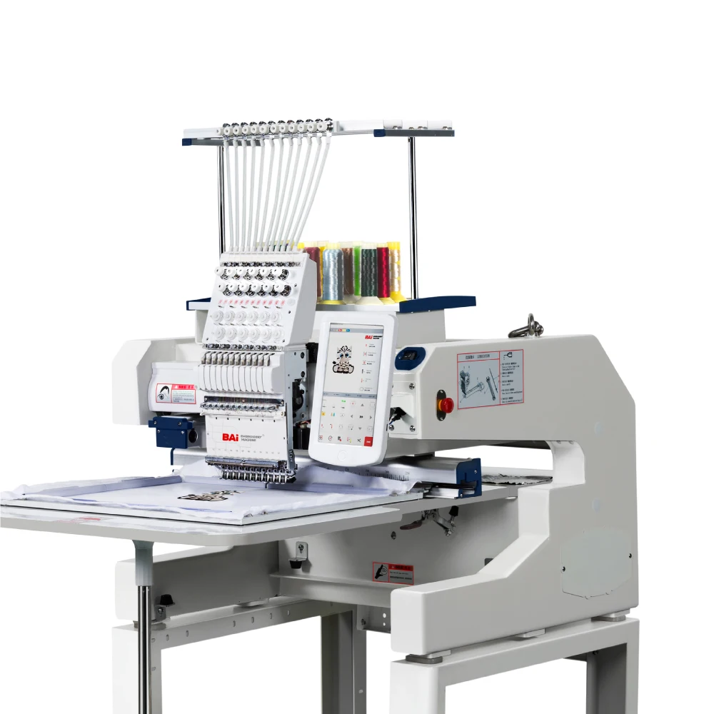 BAI automatic high speed one head 15 needles hat /flat embroidery machine for sale
