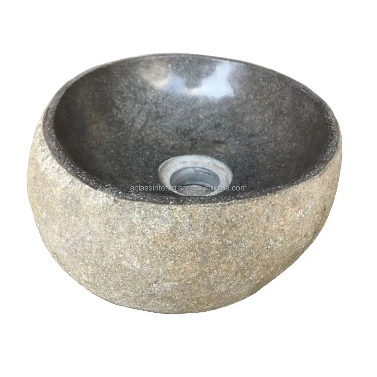 Benoa Natural Stone Vessel Sink Amazing & Beautifully hand crafted from 1 solid river stone Bathroom Vessel Sink Hand Wash Basin