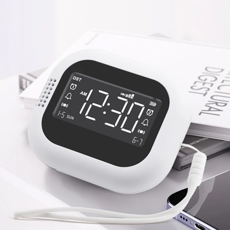 Dual alarm clock with DST function under pillow bed shaker white noise vibrating clock for kids
