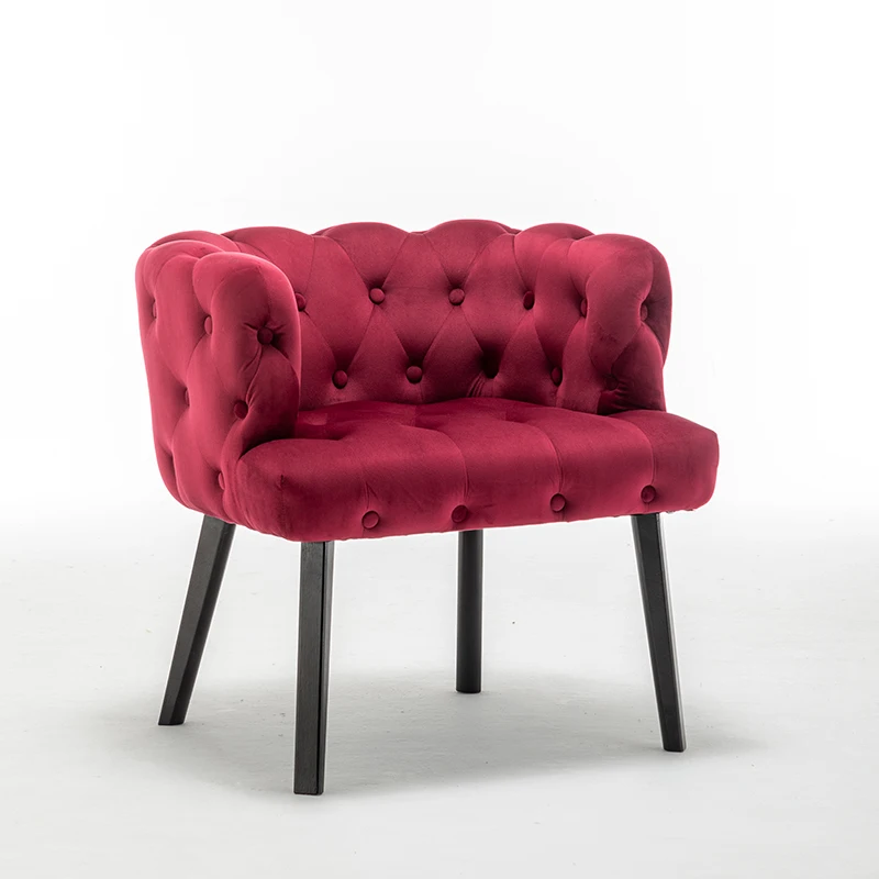 
 Роскошный стул для отдыха в гостиной с ворсом и пуговицами  