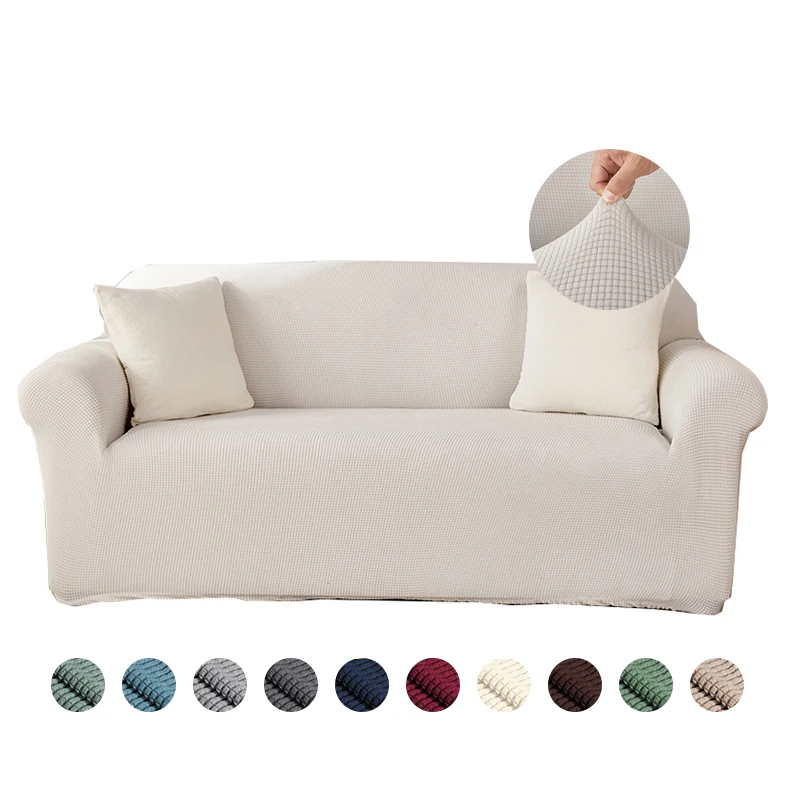 Grey  Sofa Cover for 3 2 1 seater couches Plain Slipcover Furniture Protector  Polar Fleece  Polyester Spandex Jacquard