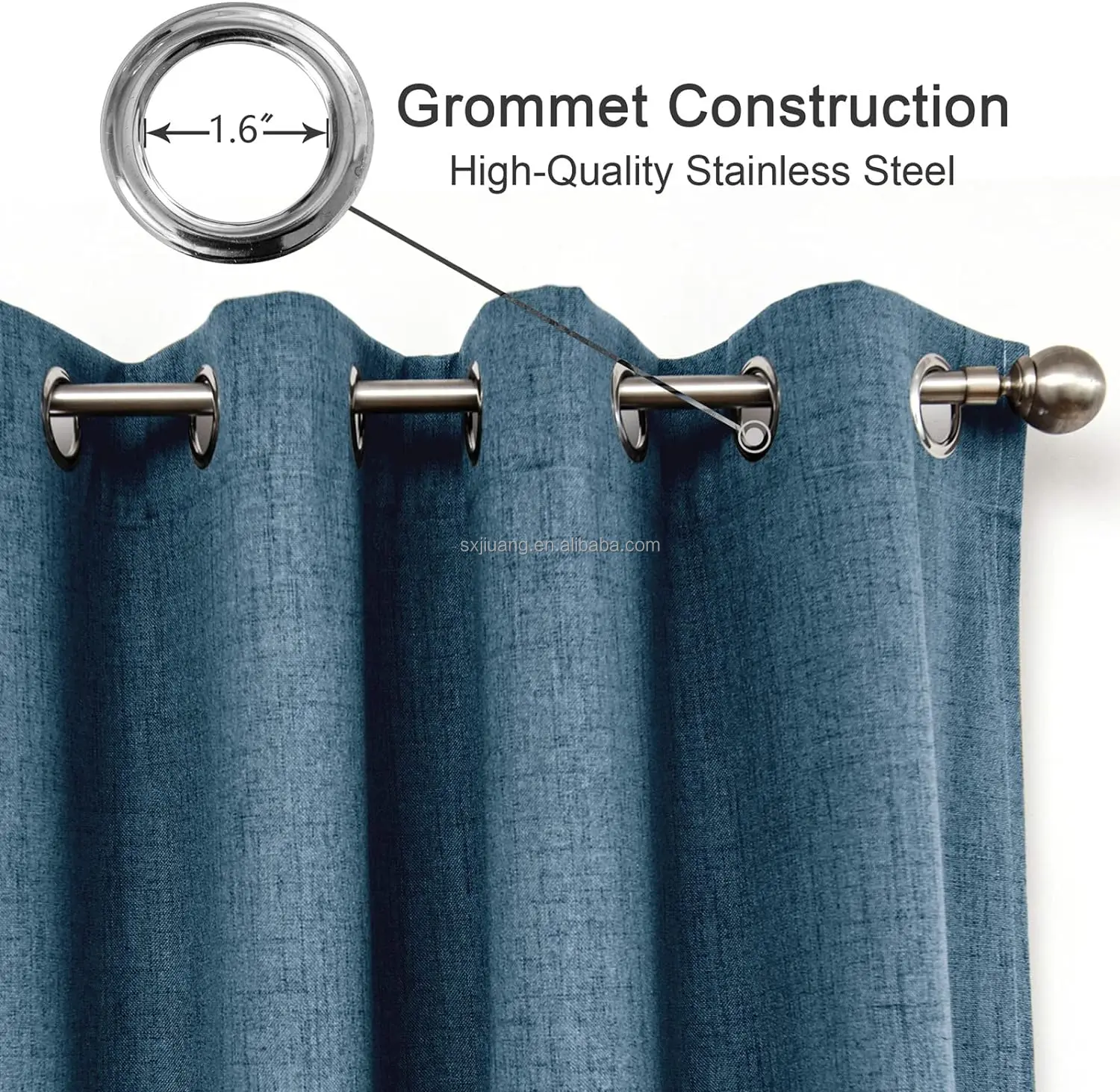 JIUANG Textiles Modern Linen Window Curtains 100% Blackout Solid Color Pleated Style Home Bedroom Living Room High Custom Shade