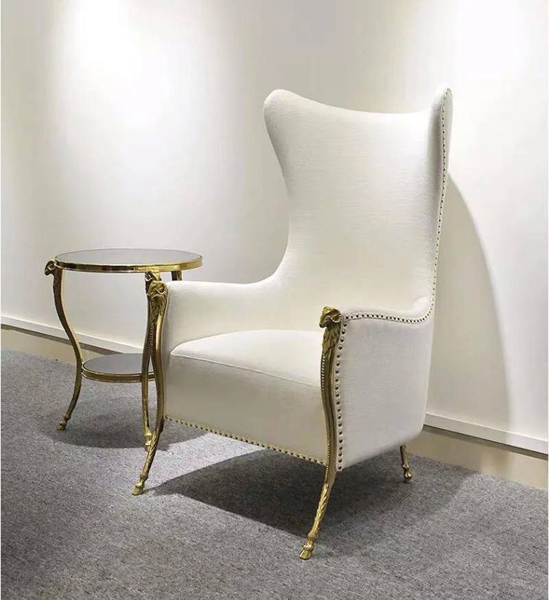 Customized light luxury fashion high-end sales department hotel lobby velvet sheep head 1 person sofa furniture