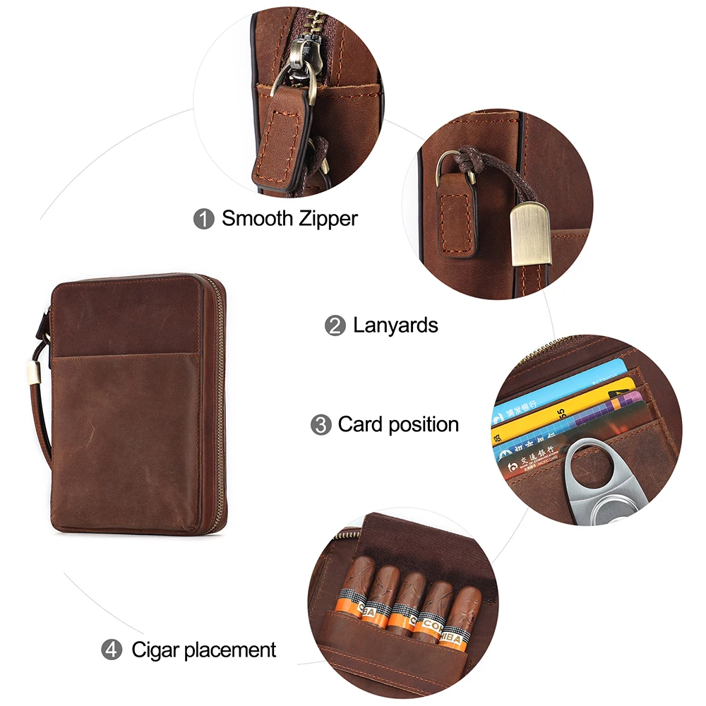 Luxury Real Leather Small Smoking Waist Cigarette Case Vintage Cowhide Leather Cigarette Case Hook Belt Fanny Bag