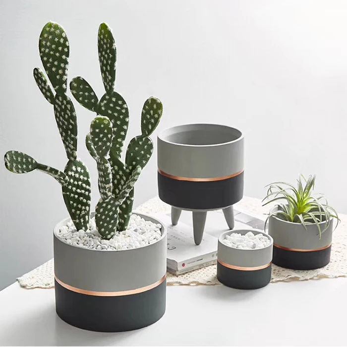 Nordic Minimalist Succulent Concrete Planter Pot with Stand