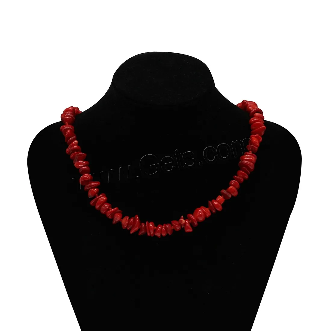 Ожерелье из натурального красного коралла с платиновым покрытием для женщин латунная застежка-Омар 8*3 мм-12*5 мм Длина: 1383850 около 17 7 дюймов