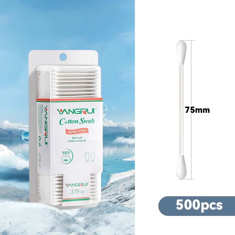YANGRUI 375 Count Cotton Swabs(Pack of 1)BPA Free Eco-friendly Cotton Swab Paper Stick  Double Round Ear Swabs