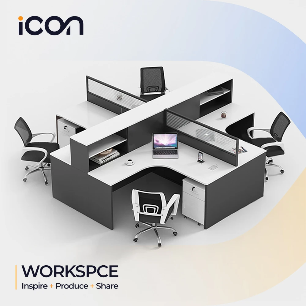 Пользовательская конфиденциальность 4 сиденья кабинки стол офисные рабочие станции стандартных размеров