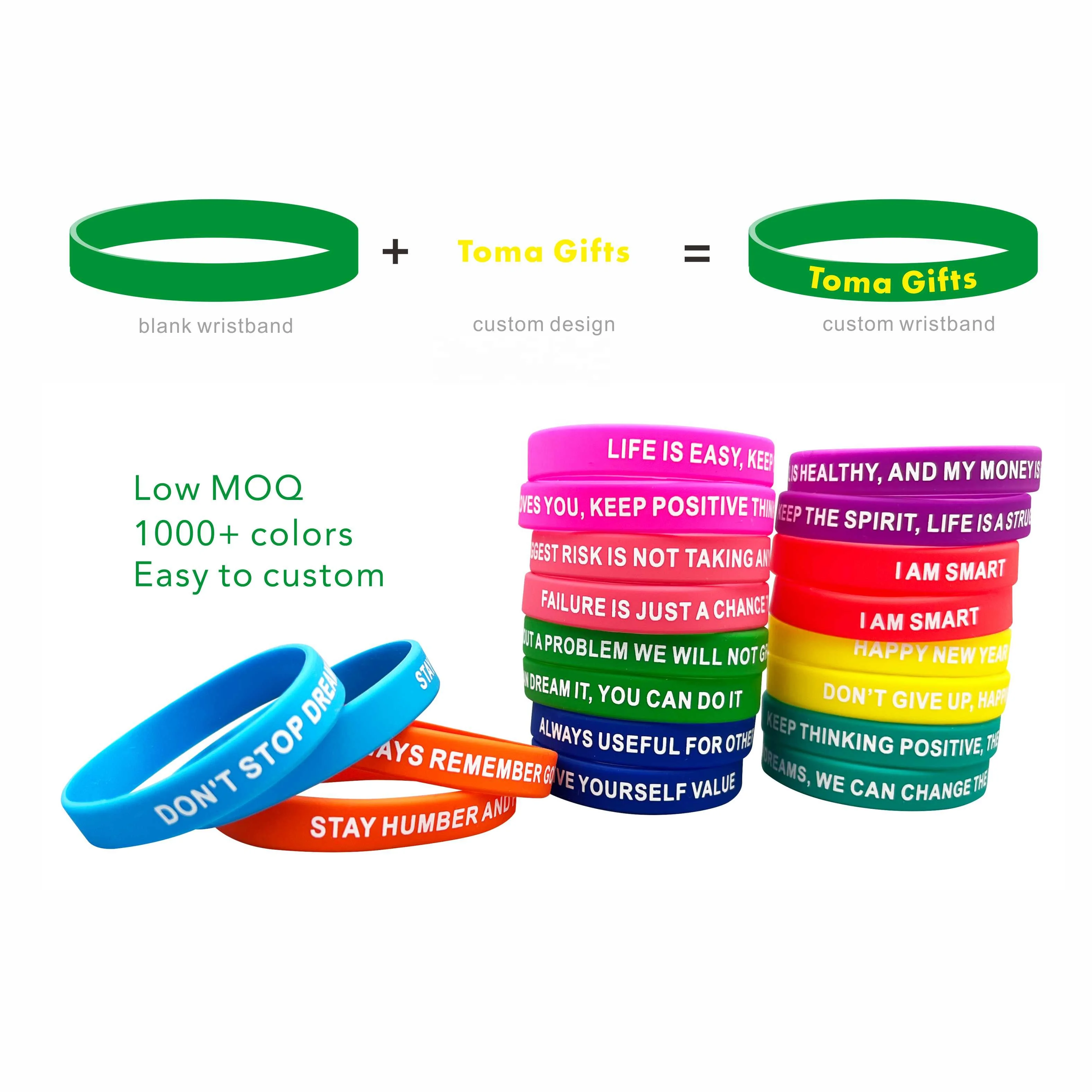 Custom Engraved Ink Filled Text Logo Pray Rubber Bracelet Running Sports Silicone Bracelet Custom Party Custom Bracelet