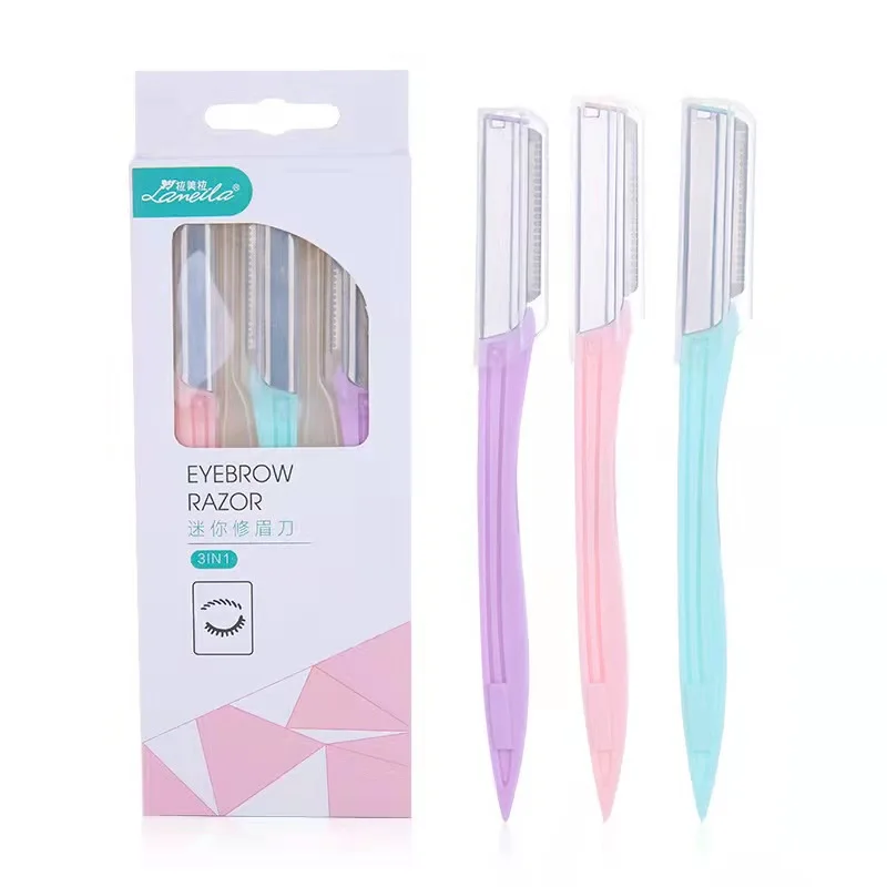 Colorful Plastic Handle Lady Eyebrow Hair Removal Shaver Brow Trimmer