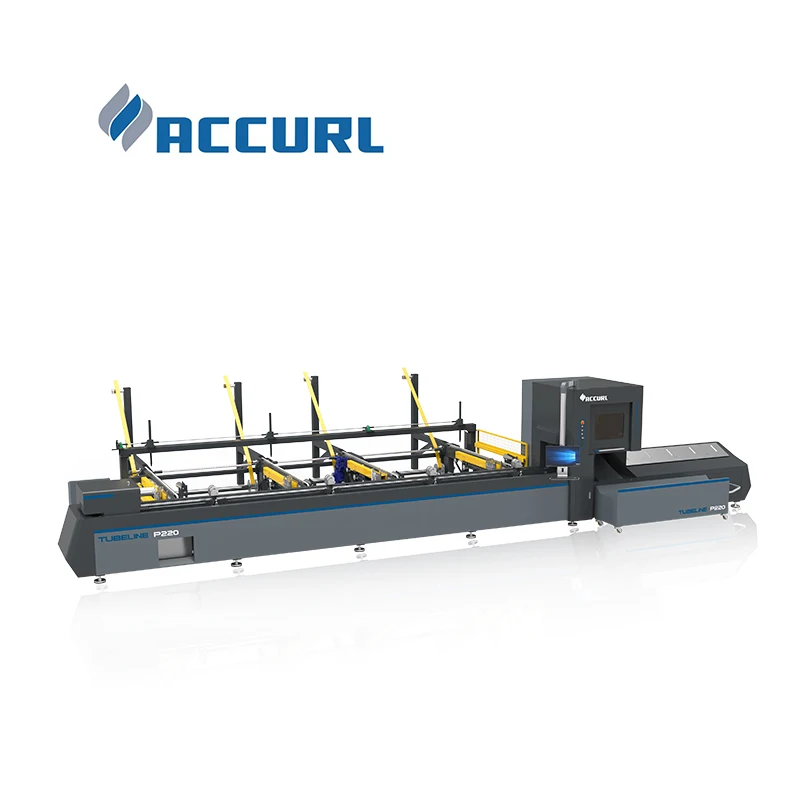 Accurl Automatic feeding metal brass iron stainless steel square round tube pipe fiber laser cutter for sale