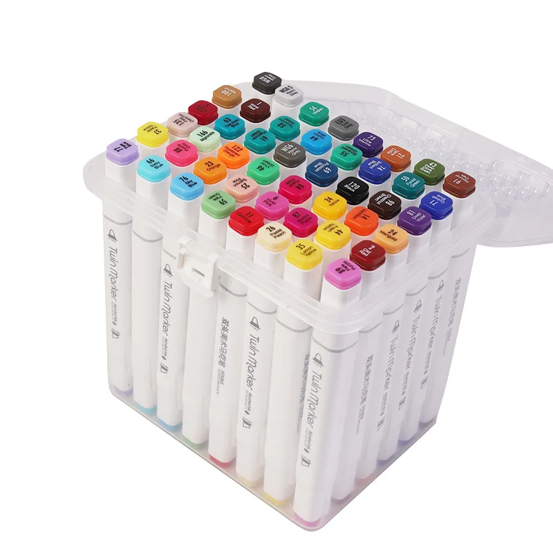 Factory price 48/80pcs/set stable quality twin tip markers for sketching art supplies alcohol sketch pen drawing twin marker