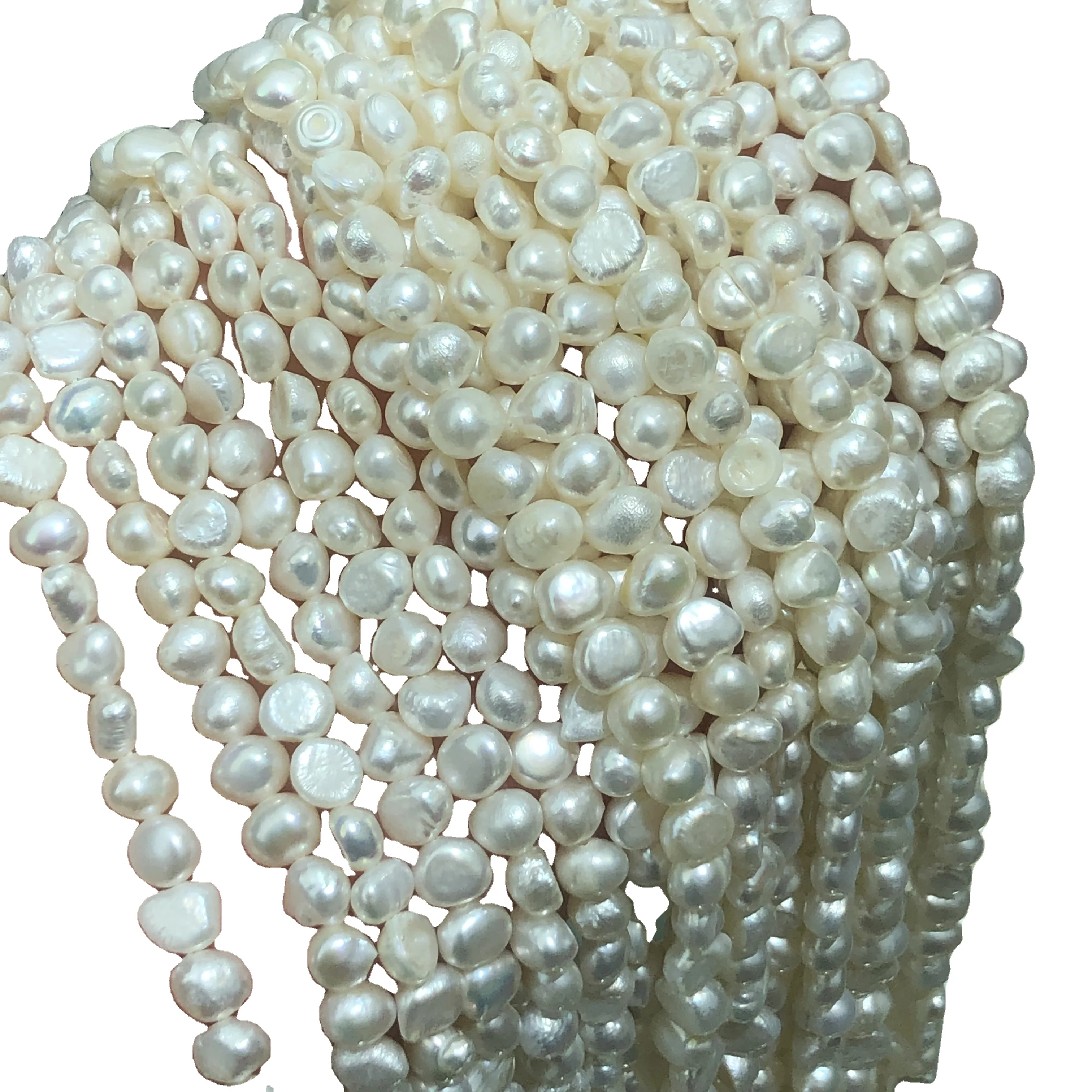 New 4-5mm two-sided light in the hole natural freshwater pearl potato shaped loose bead bracelet jewelry wholesale