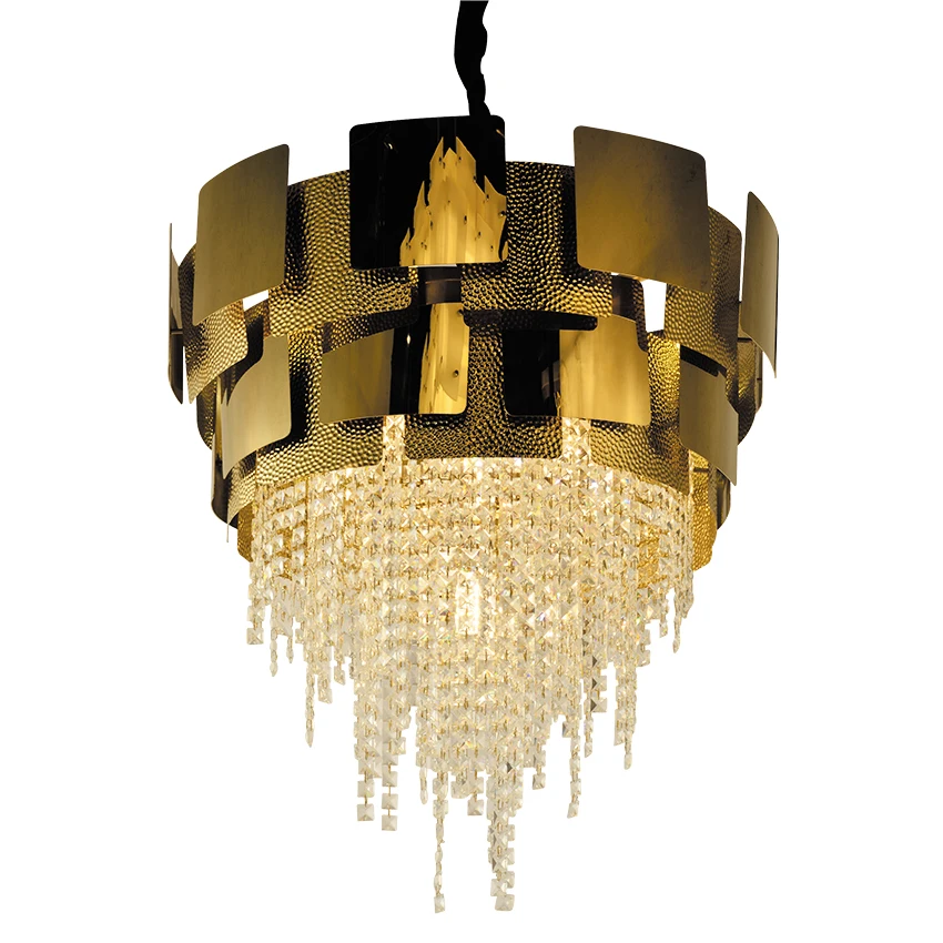 Modern hotel living room luxury rectangular round gold high class k9 crystal chandelier