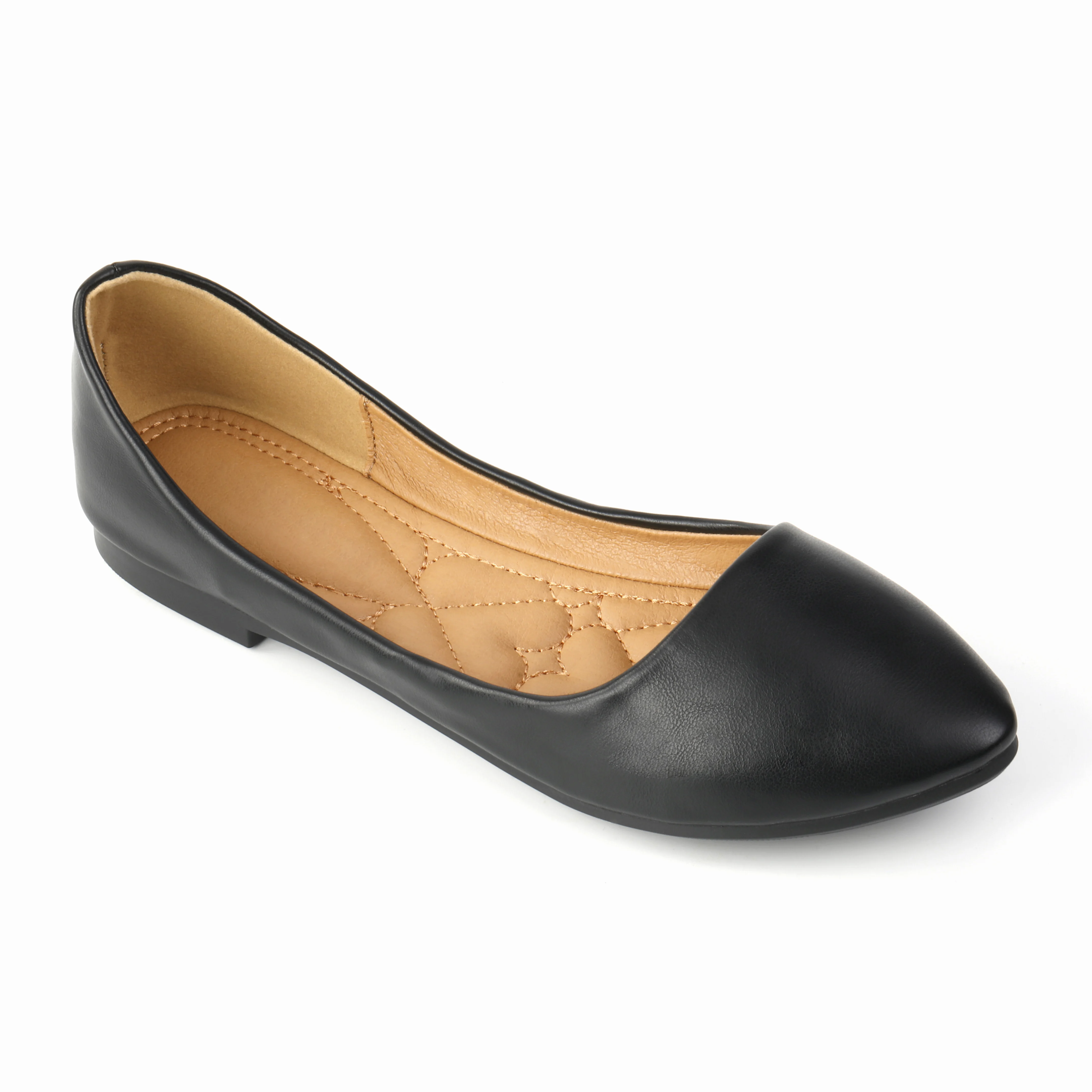 Soft Comfortable Pu Leather Plus Big Size Cusp Pointed End Nude Shoes Flat For Women Office Commute