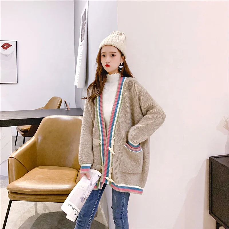 
Wholesale women cardigan coat sweater long sleeve knitted sweater cardigan with pockets women coat 
