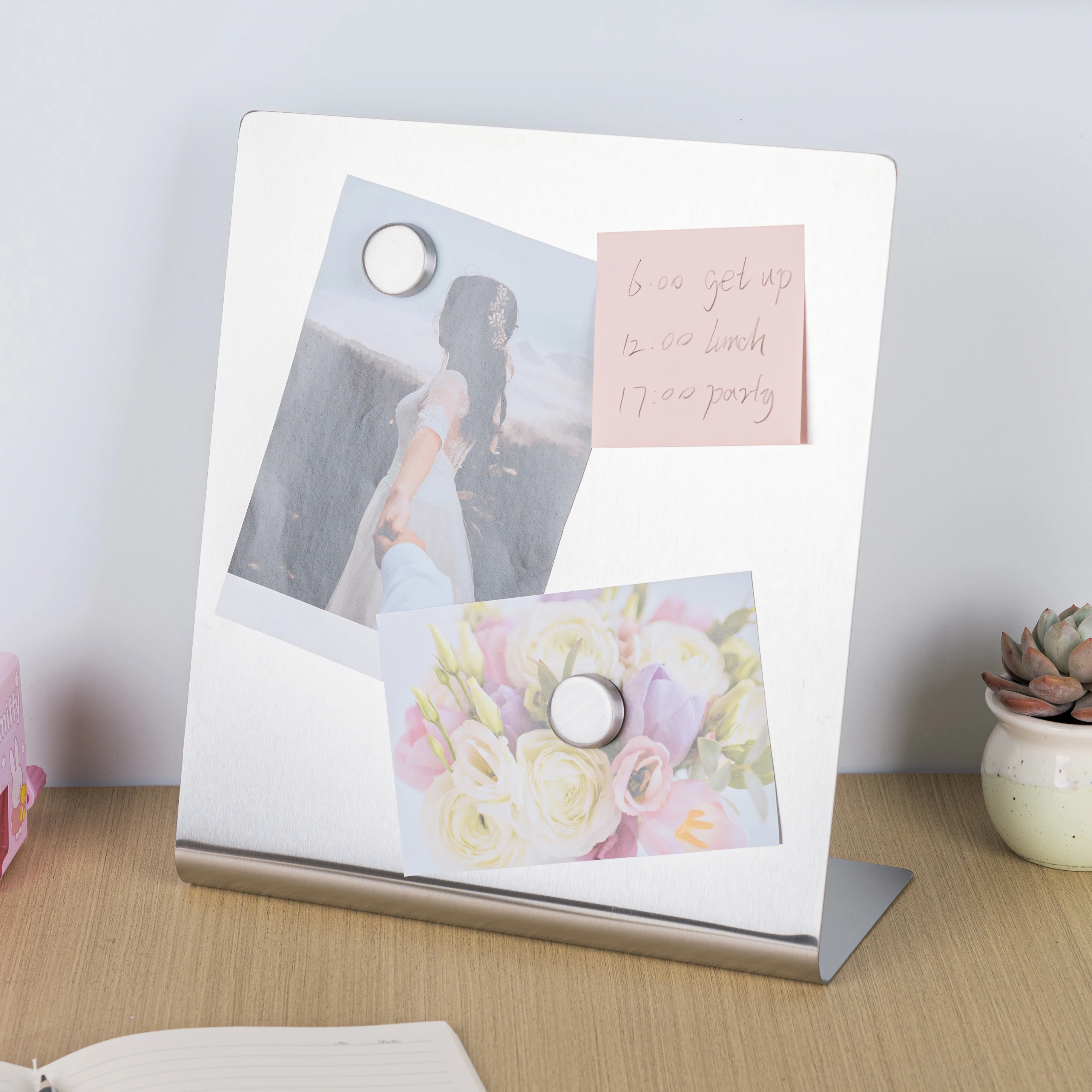 Magnetic Bulletin Board with Stand Mini Magnetic Memo Board Magnet Board Easel for Displaying Photos Notes Cards Poem Spices