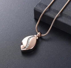 Fashion Teardrop Keepsake Pendant Necklace For Women Mini Cremation Necklace Inlay Clear Zircon Memorial Jewelry Free Engrave PR