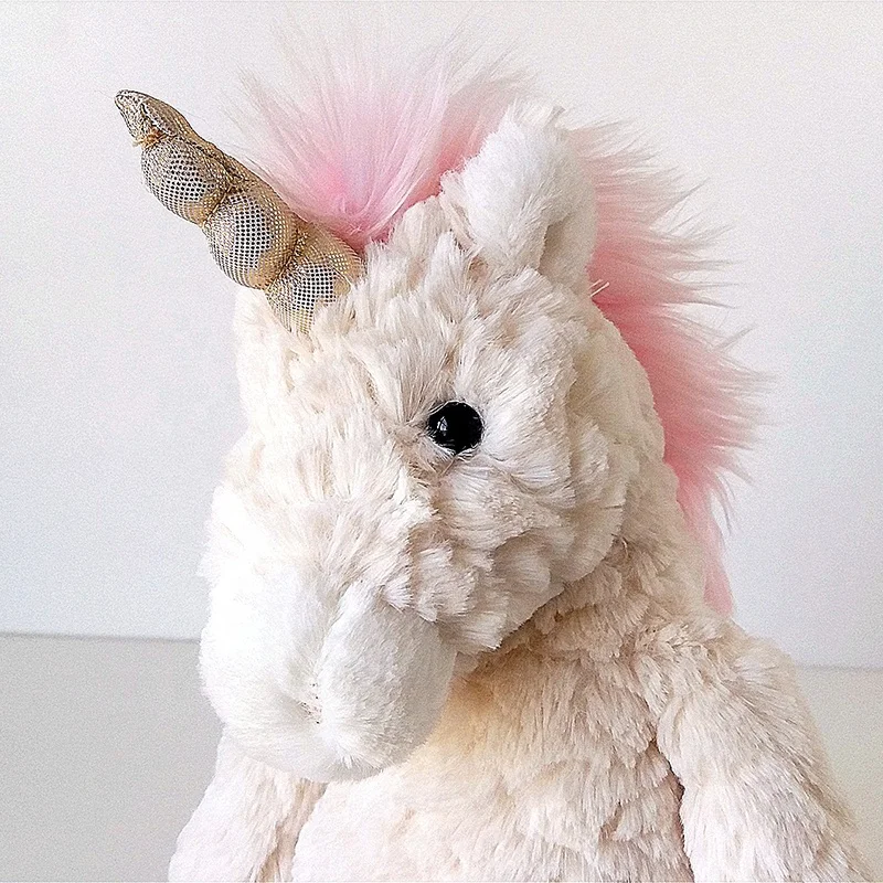 
2020 New arrival white horse with horns soft unicorn stuffed baby plush toys 