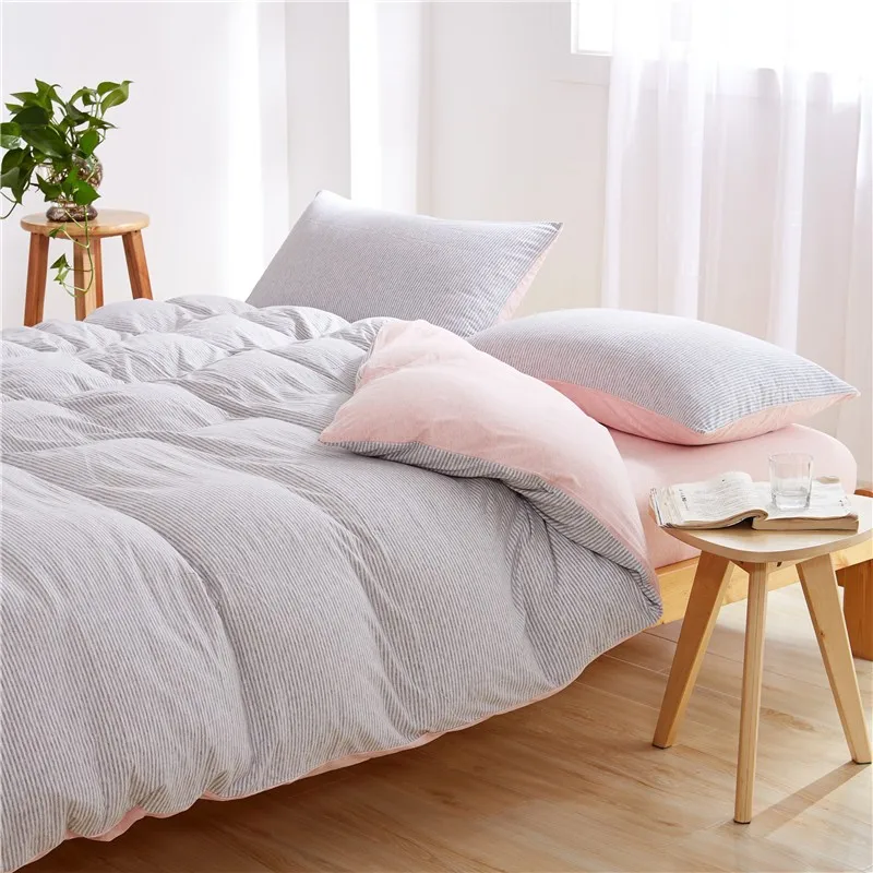OEKO-TEX Factory Best Selling striped jersey knit 100% cotton soft bed linen bed set