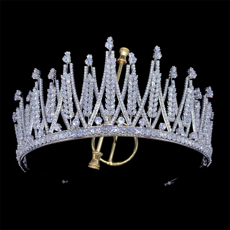 RE4367 Bridal Cubic Zirconia Crown  Fashion CZ Tiara Wedding Hair  Jewelry