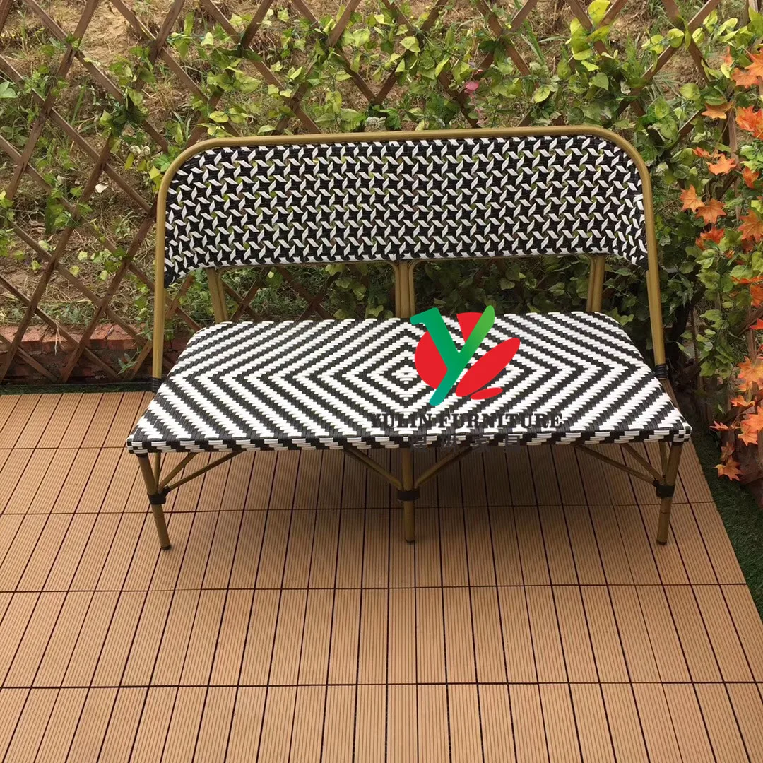 French style restaurant cafe canteen dining patio wicker bench