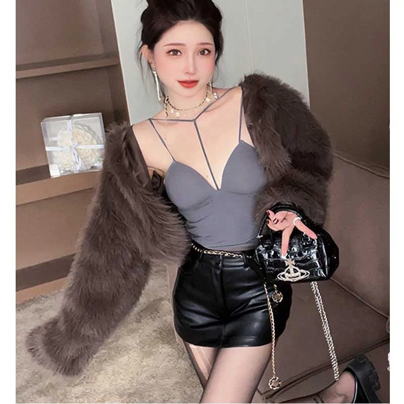 Hot selling winter style ladies jacket short fur coat womens