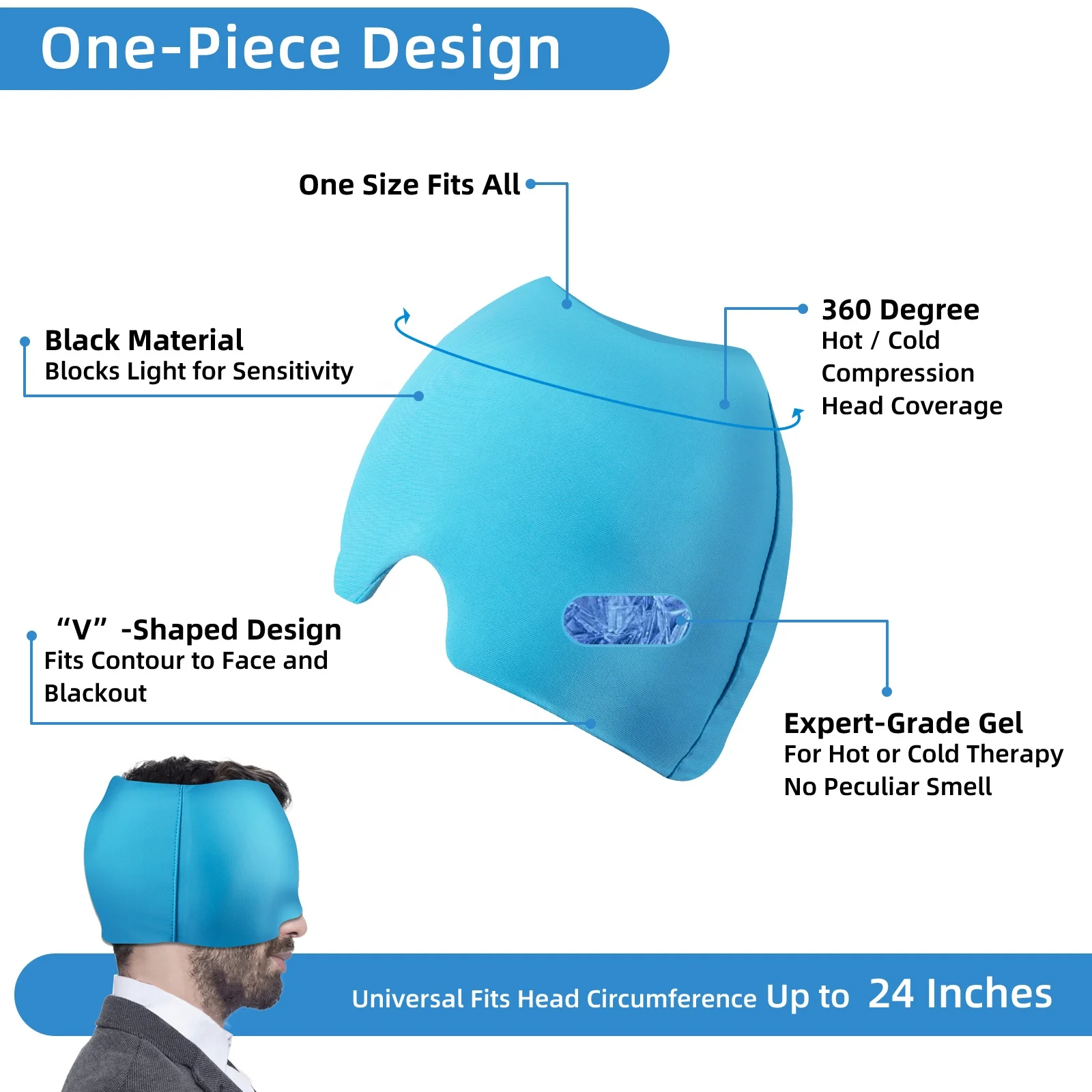 hot and cold therapy form fitting migraine hat relief ice head wrap headache and migraine relief cap