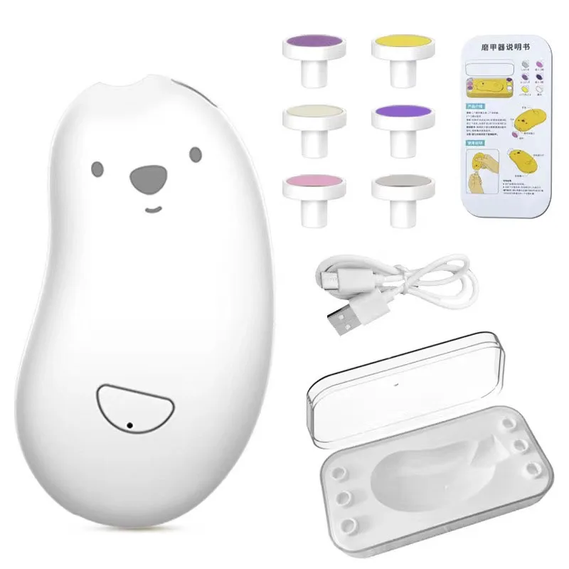 6 IN 1 Low Noise Baby Electric Nail Trimmer with Led Light and Storage Case USB Rechargeable Baby Nail Clipper for Kids Adult