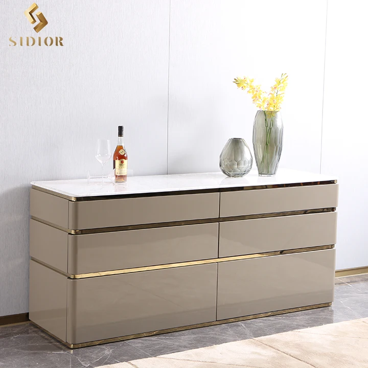 luxury modern viola marble console cabinet table  with drawer marble side cabinet console white and gold cabinet storage
