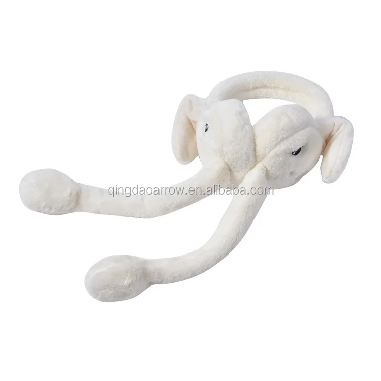 White Plush faux fur dancing shaking rabbit Ear Plugs & Ear Muffs  Ear Warmer Fashion Winter Warm warmer Earmuffs